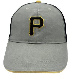 VTG PITTSBURGH PIRATES Grey/Black trucker Hat – Adjust strap, Black/Gold P Logo